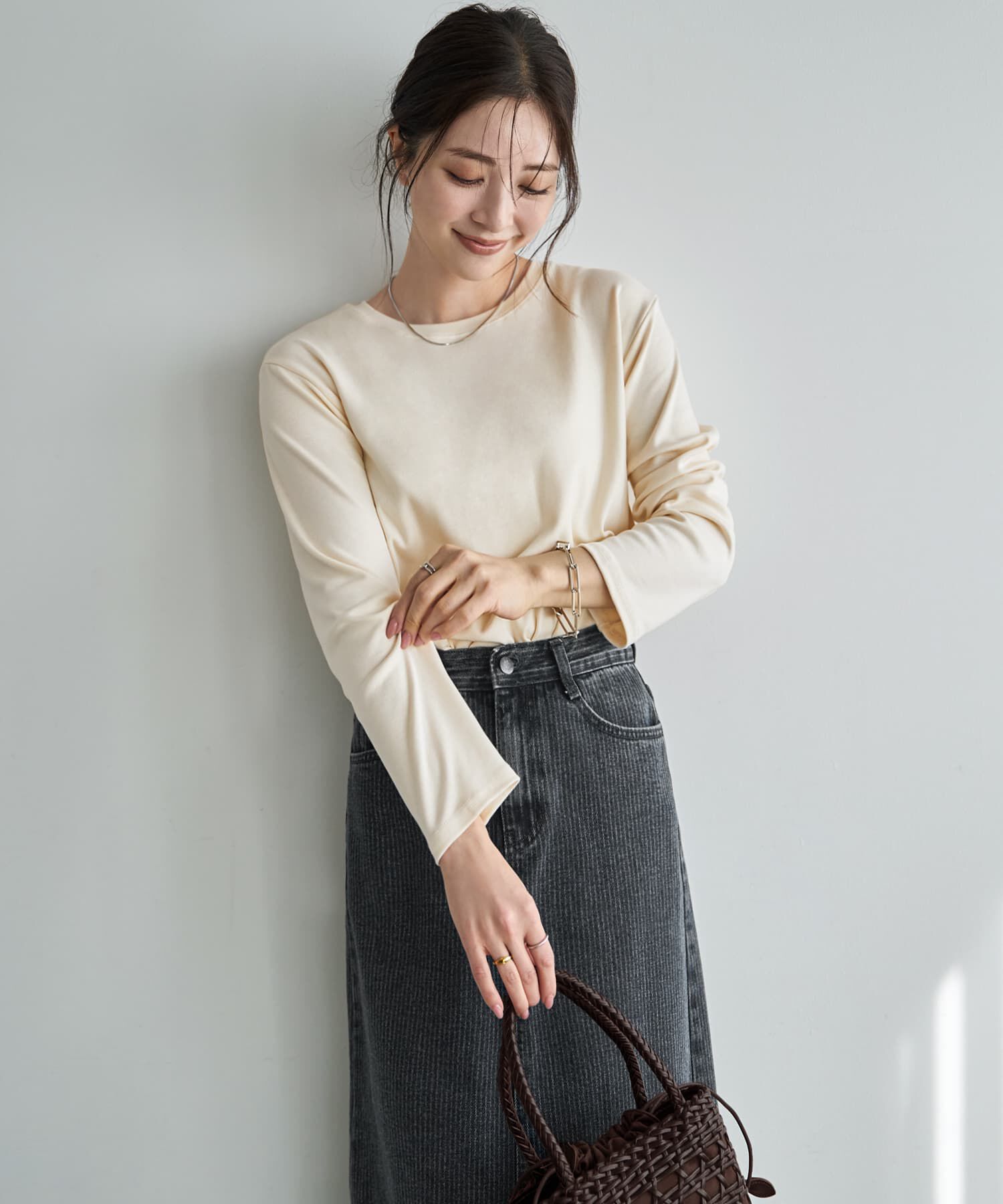 STYLE DELI「なんかカワイイ長袖シンプルTシャツ」|Tシャツ・カットソー|クリーム