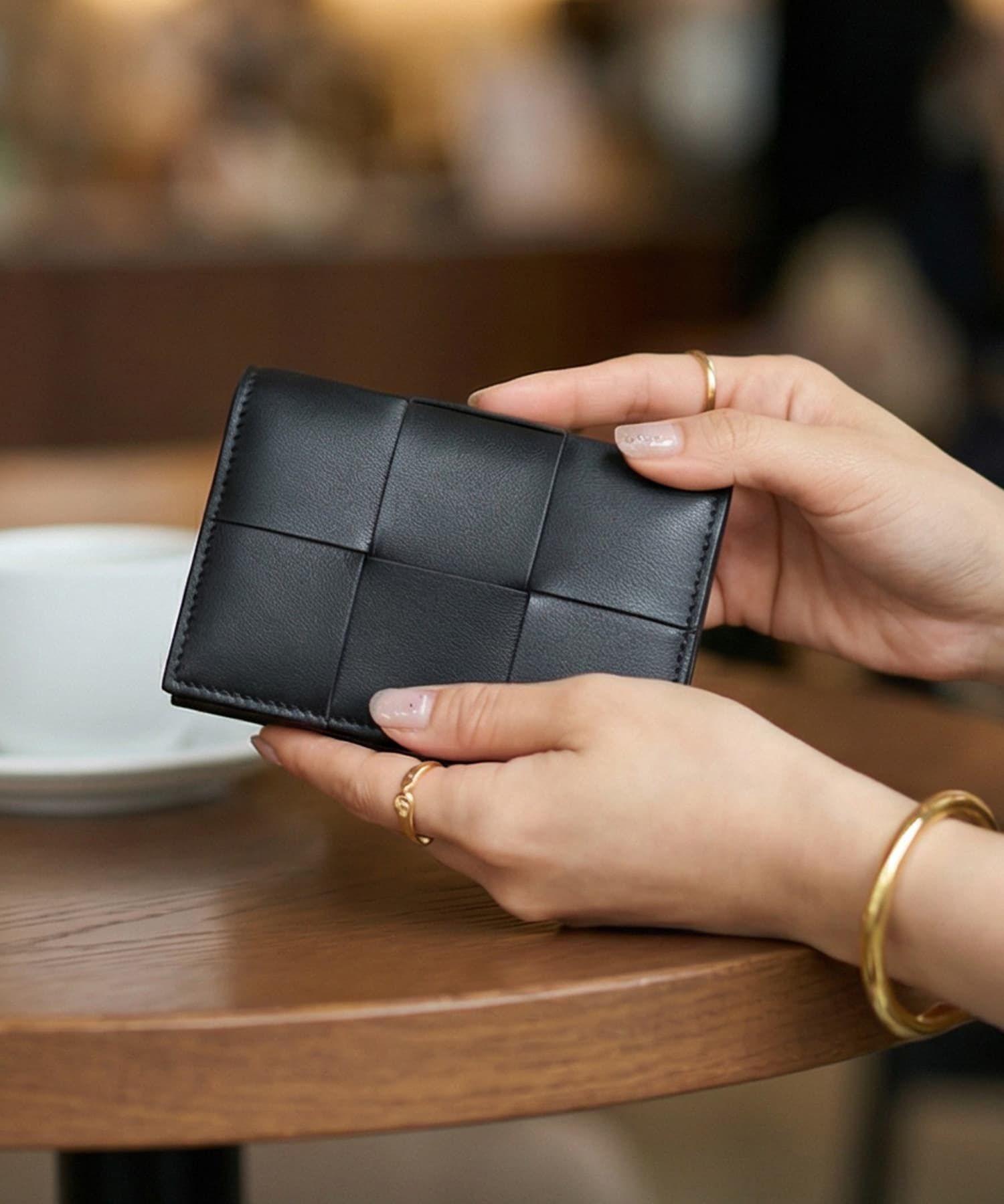 STYLE DELI「【DELI by】編み込みラムレザーカードホルダー」|名刺入れ・カードケース|ブラック