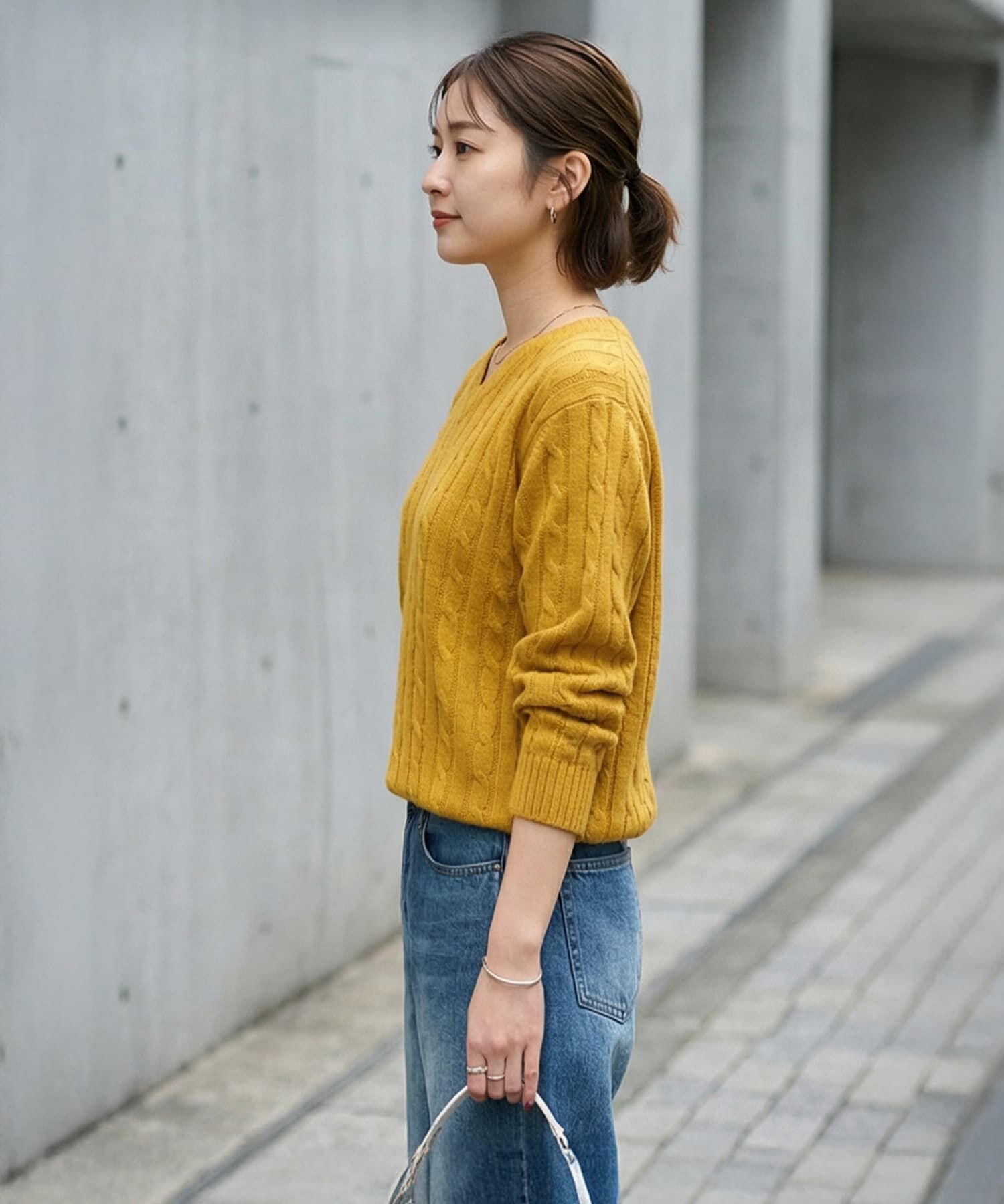 STYLE DELI「ストレートケーブルVネックニットトップス」|ニット・セーター|