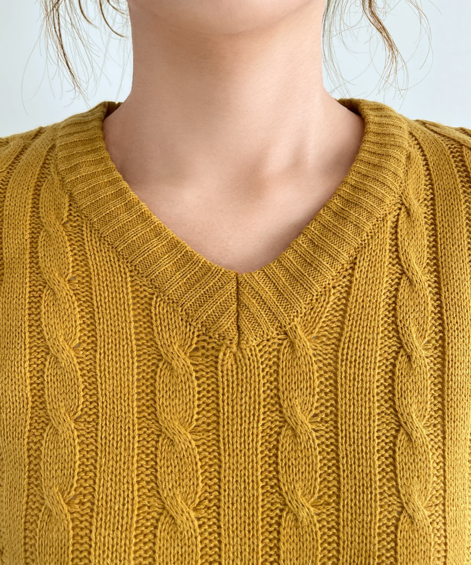 STYLE DELI「ストレートケーブルVネックニットトップス」|ニット・セーター|