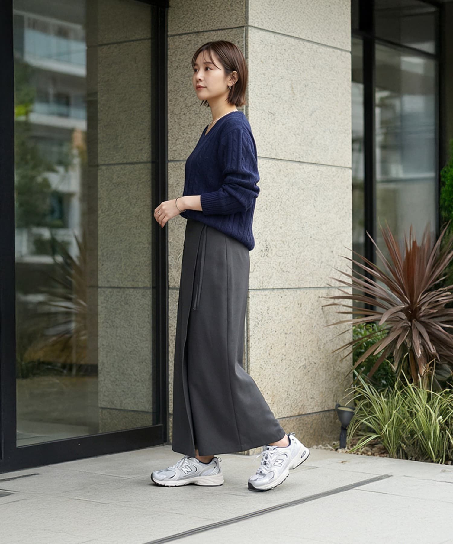 STYLE DELI「ストレートケーブルVネックニットトップス」|ニット・セーター|