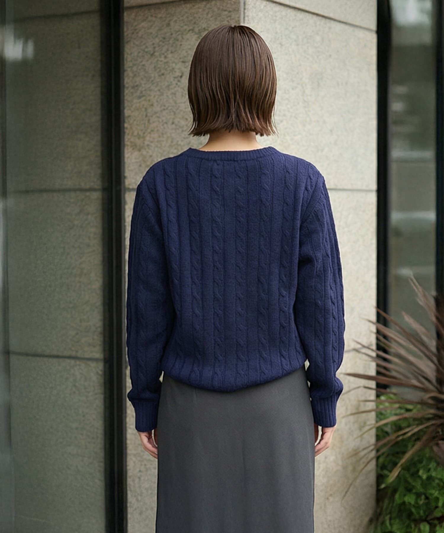 STYLE DELI「ストレートケーブルVネックニットトップス」|ニット・セーター|