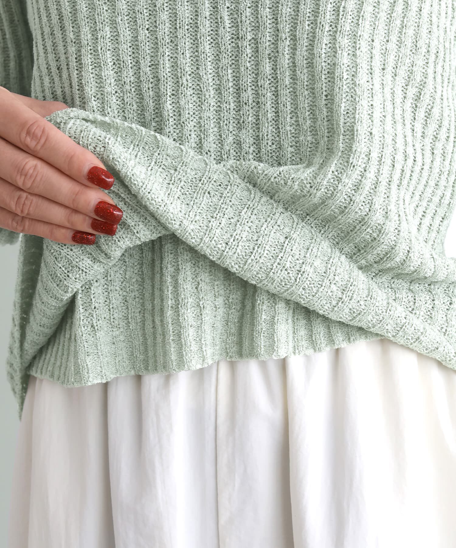 STYLE DELI「レイヤード風Vネックシアーニットトップス」|ニット・セーター|