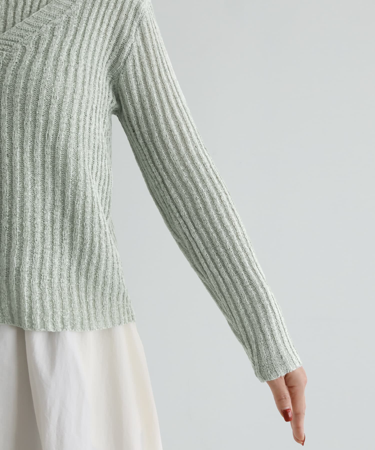 STYLE DELI「レイヤード風Vネックシアーニットトップス」|ニット・セーター|