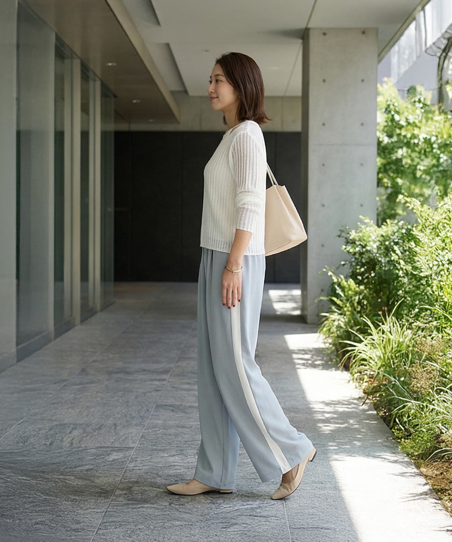 STYLE DELI「レイヤード風Vネックシアーニットトップス」|ニット・セーター|