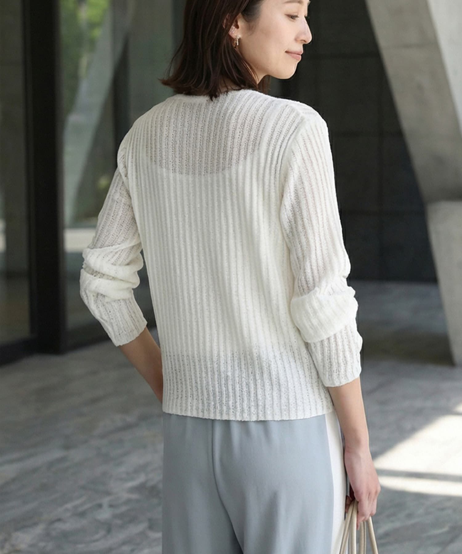 STYLE DELI「レイヤード風Vネックシアーニットトップス」|ニット・セーター|