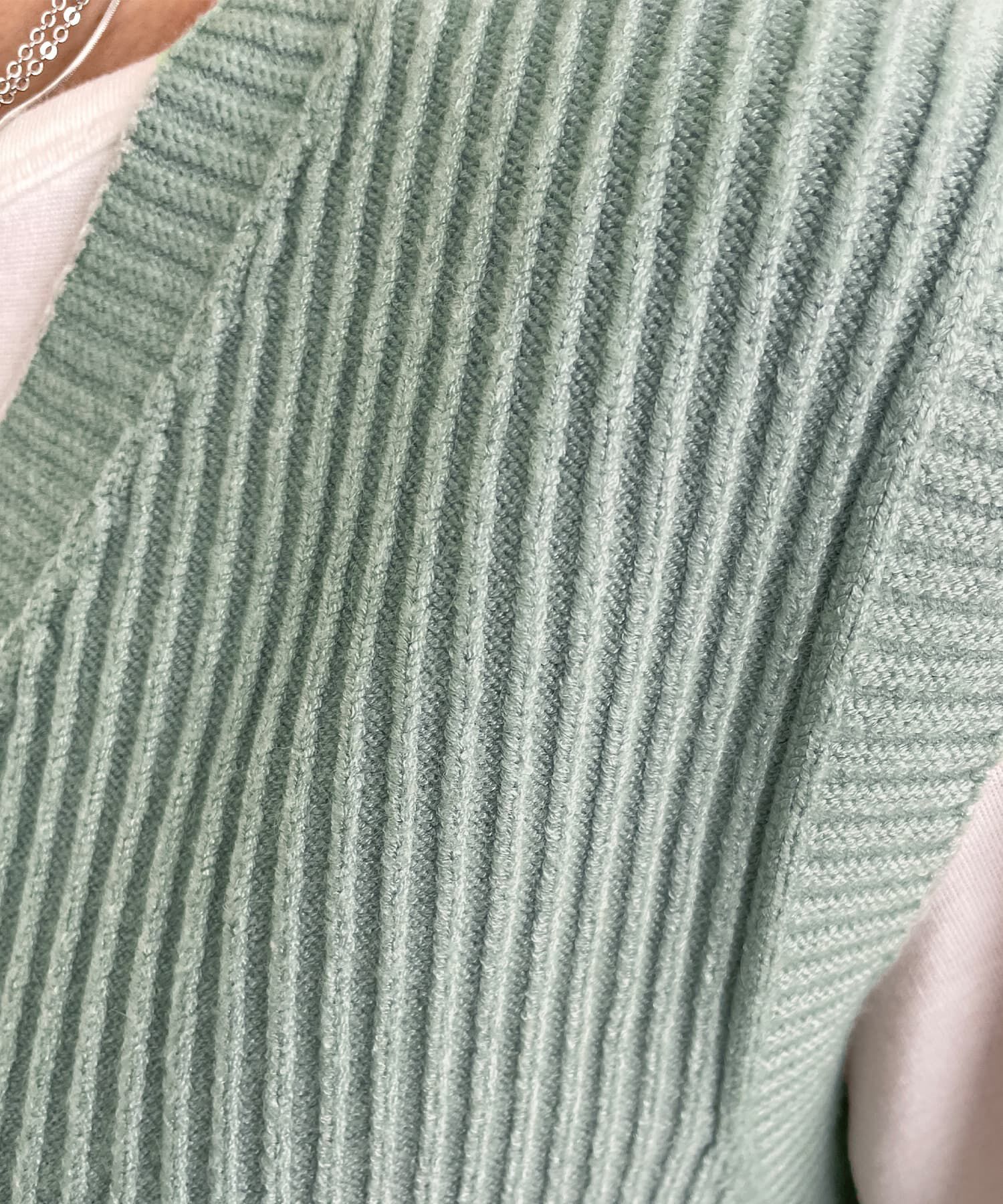 STYLE DELI「ストライプ編みVネックベスト」|ベスト・ジレ|