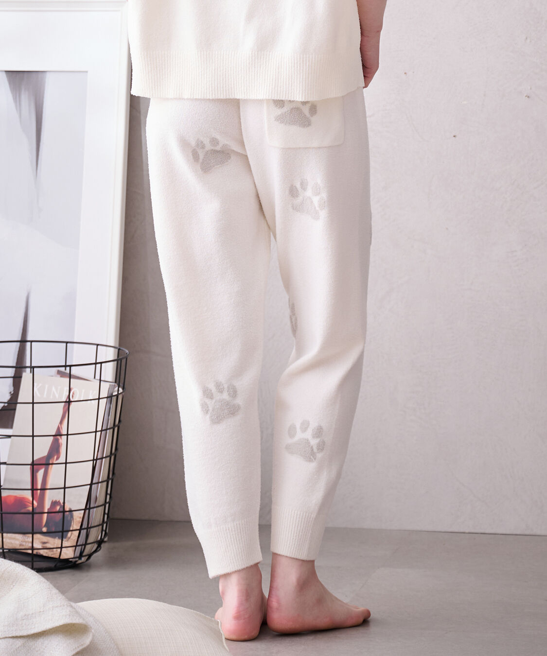 PAUL&JOE「ランダム猫足跡　夏ニットロングパンツ」|ルームウェア|