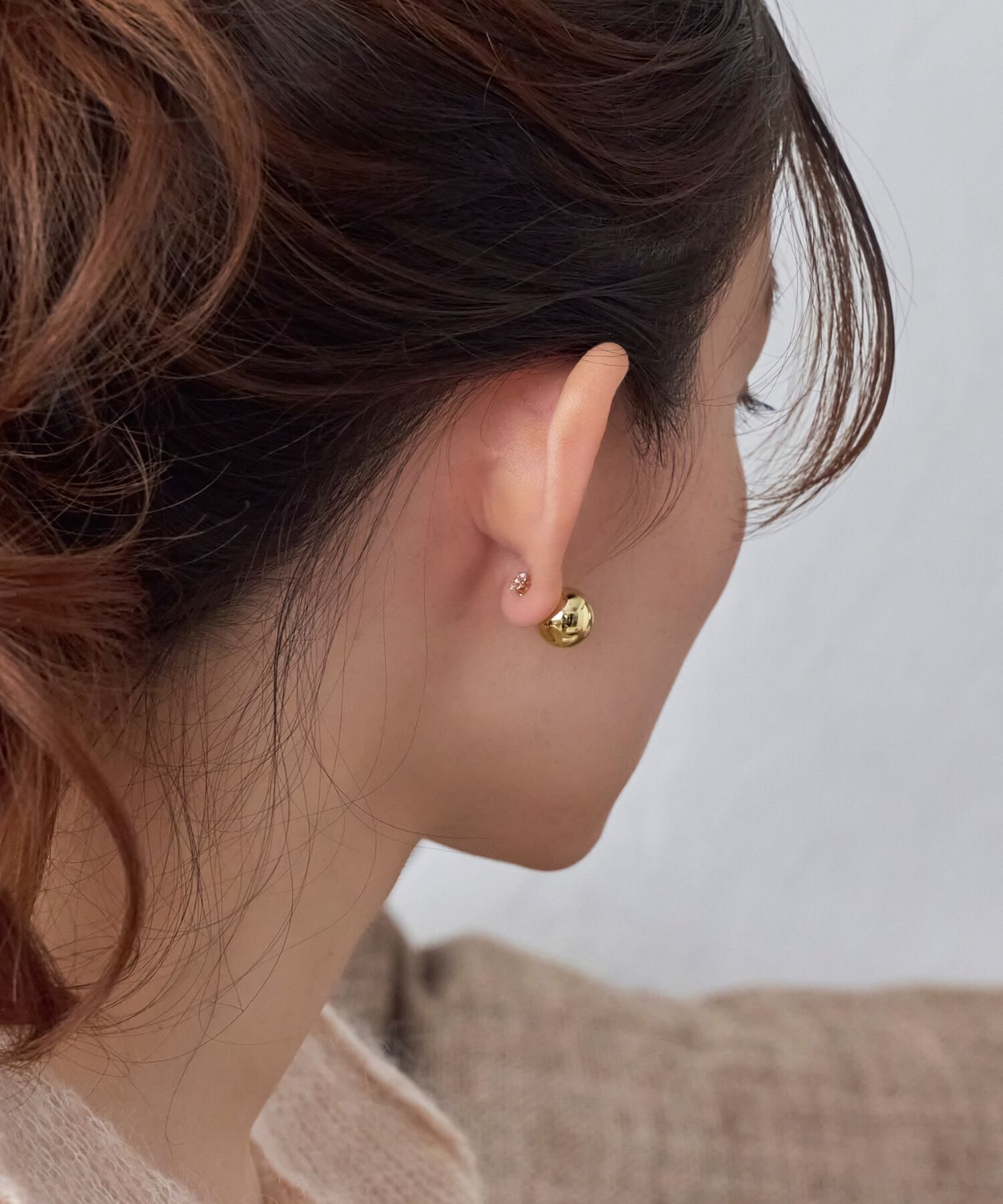 Phoebe「モードメタルビジューバックキャッチピアス」|ピアス|