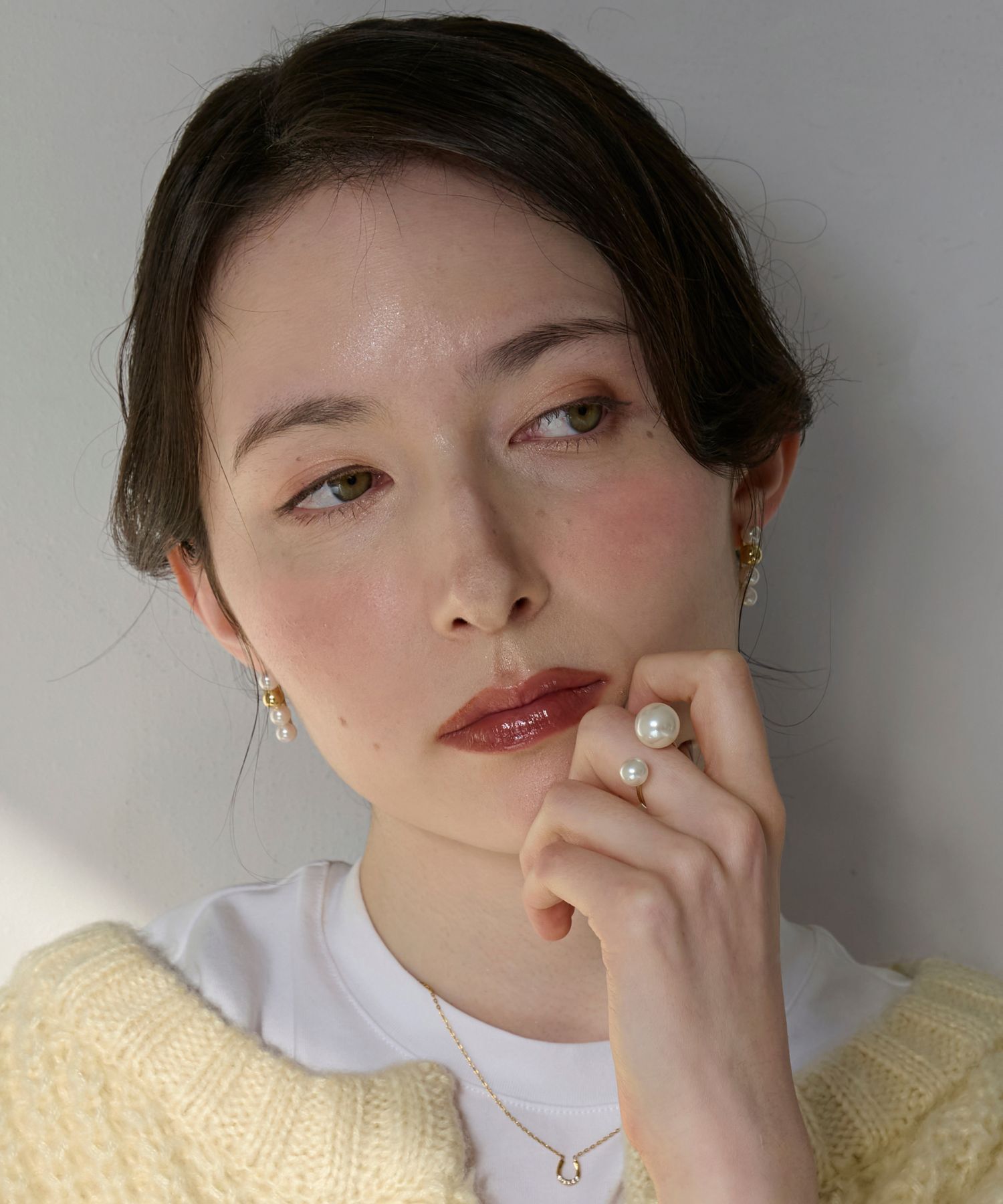 Phoebe「【金属アレルギー対応】ミックスドットピアス　ゴールド/ニッケルフリー/パール」|ピアス|