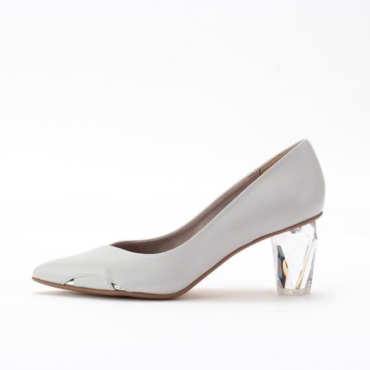 銀座かねまつ「LSFF2610SHPLGY【本革】ダイヤカットヒールパンプス」|パンプス|