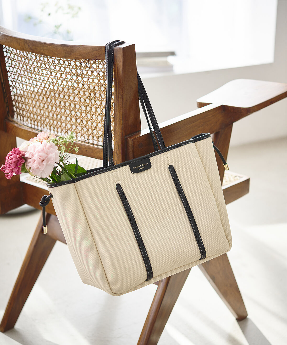 Samantha Thavasa「キャンバスデザイン 合皮トートバッグ 大サイズ」|トートバッグ|