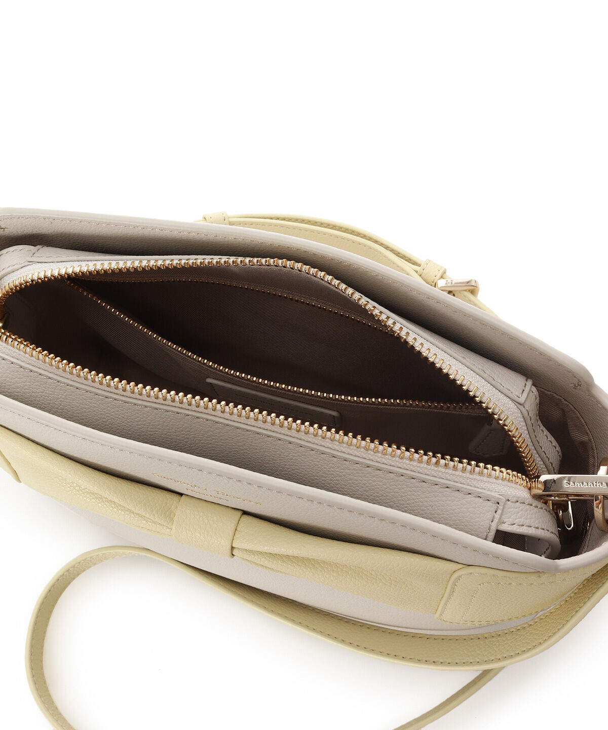 Samantha Thavasa「バイカラーリボンモチーフ スプリットレザーショルダーバッグ」|ショルダー・メッセンジャー|