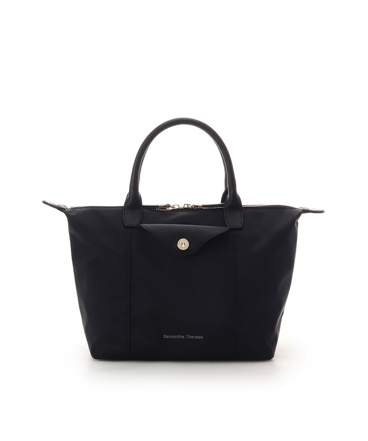 Samantha Thavasa「ナイロン&times;スプリットレザー カジュアルハンドバッグ」|ハンドバッグ|ブラック