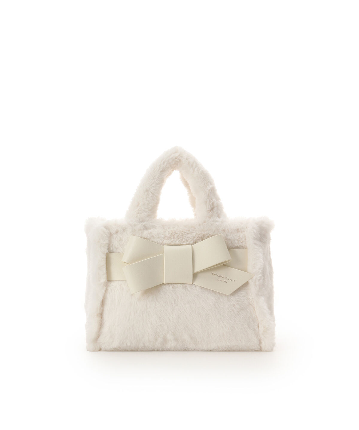 Samantha Thavasa「ワンポイントリボン ファーバッグ」|ハンドバッグ|オフホワイト