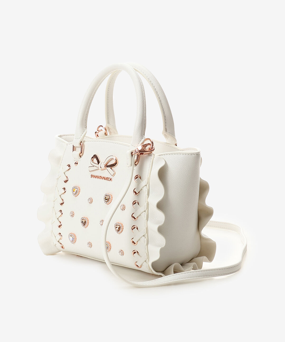 Samantha Vega「レースアップハートビジューフラッタ―(ミニ)」|ショルダー・メッセンジャー|