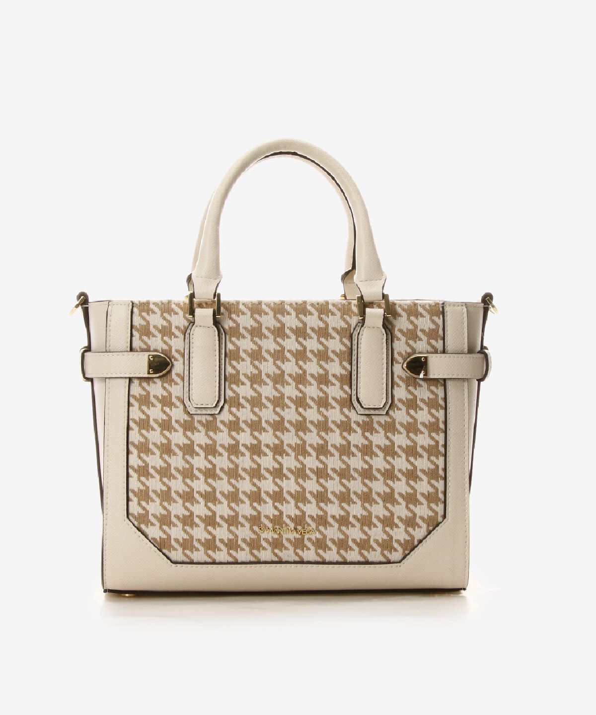 Samantha Vega「千鳥格子ベルト金具ハンドバッグ」|ハンドバッグ|ホワイト