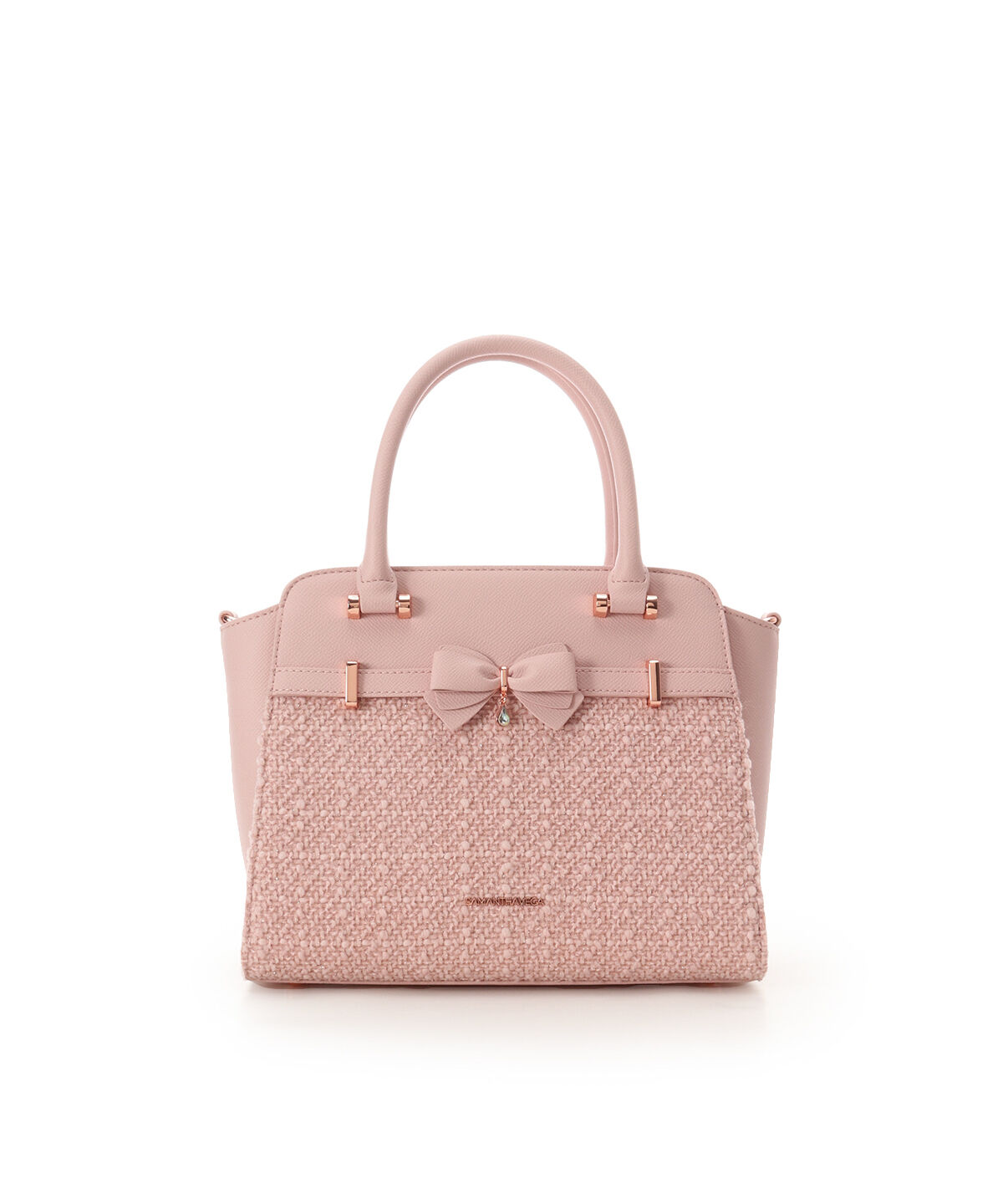 Samantha Vega「ラメツイードアクセントリボンハンドバッグ」|ハンドバッグ|ピンク