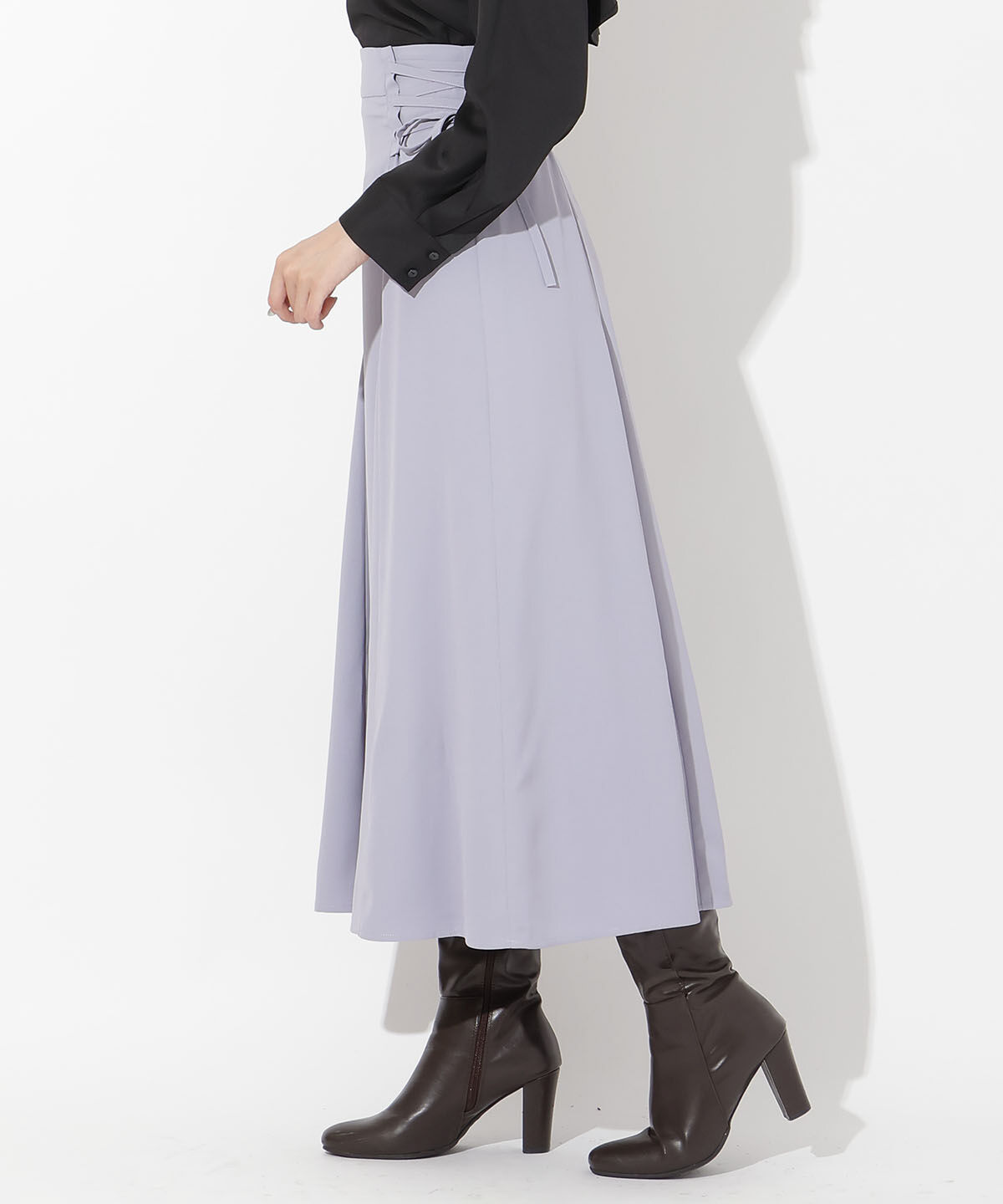 アンドクチュール「サイドレースアップフレアスカート」|フレア|