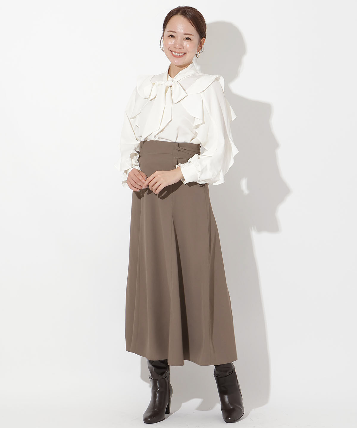 アンドクチュール「サイドレースアップフレアスカート」|フレア|