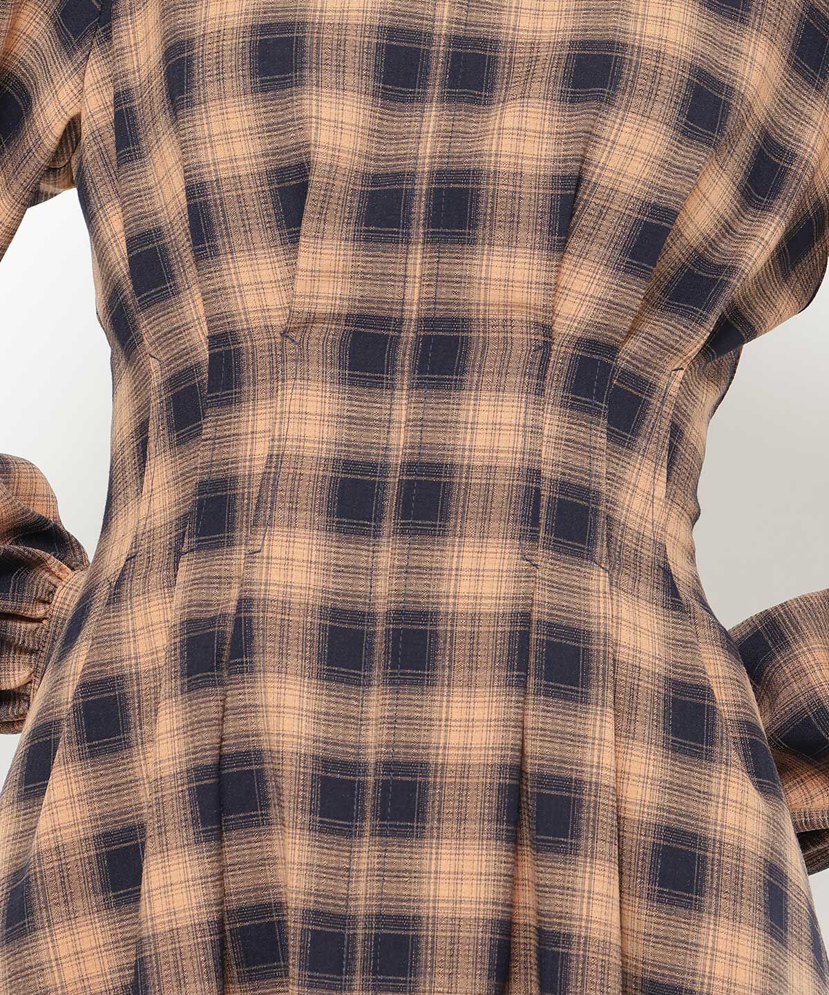 アンドクチュール「チェックウエストタックワンピース」|ワンピース|