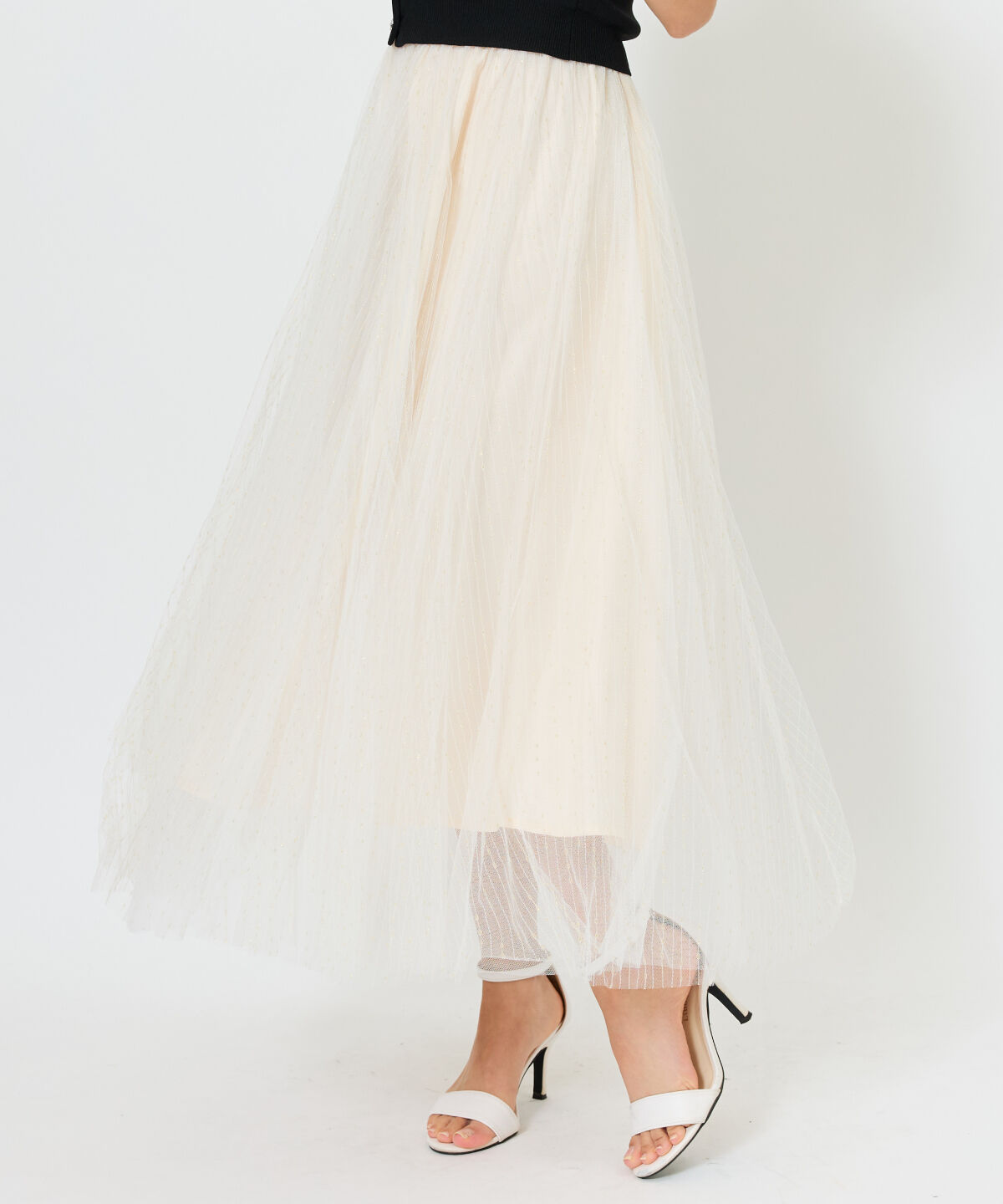 アンドクチュール「ラメストライプチュールフレアスカート」|フレア|オフ