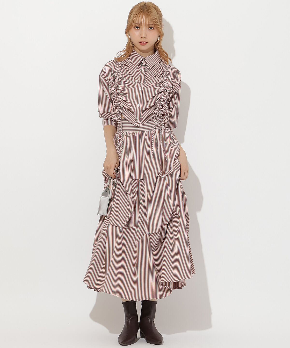 アンドクチュール「ストライプシャーリングブラウス」|シャツ・ブラウス|