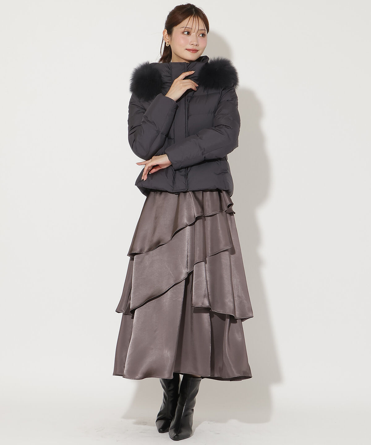 アンドクチュール「FOXファー付きプレミアムショートダウン」|ダウン|