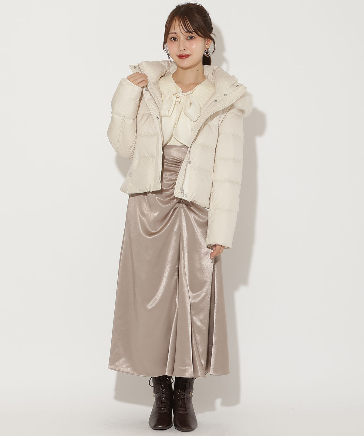 アンドクチュール「FOXファー付きプレミアムショートダウン」|ダウン|