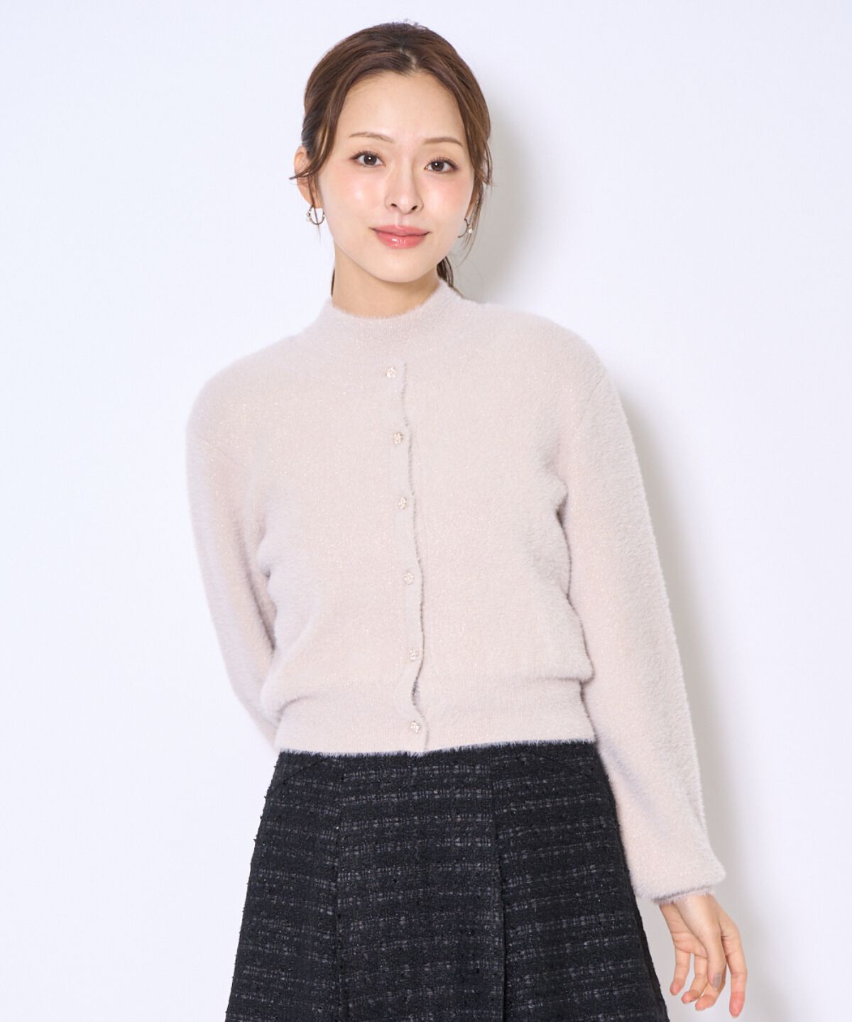 アンドクチュール「ラメフェザーニットアンサンブル」|カーディガン|