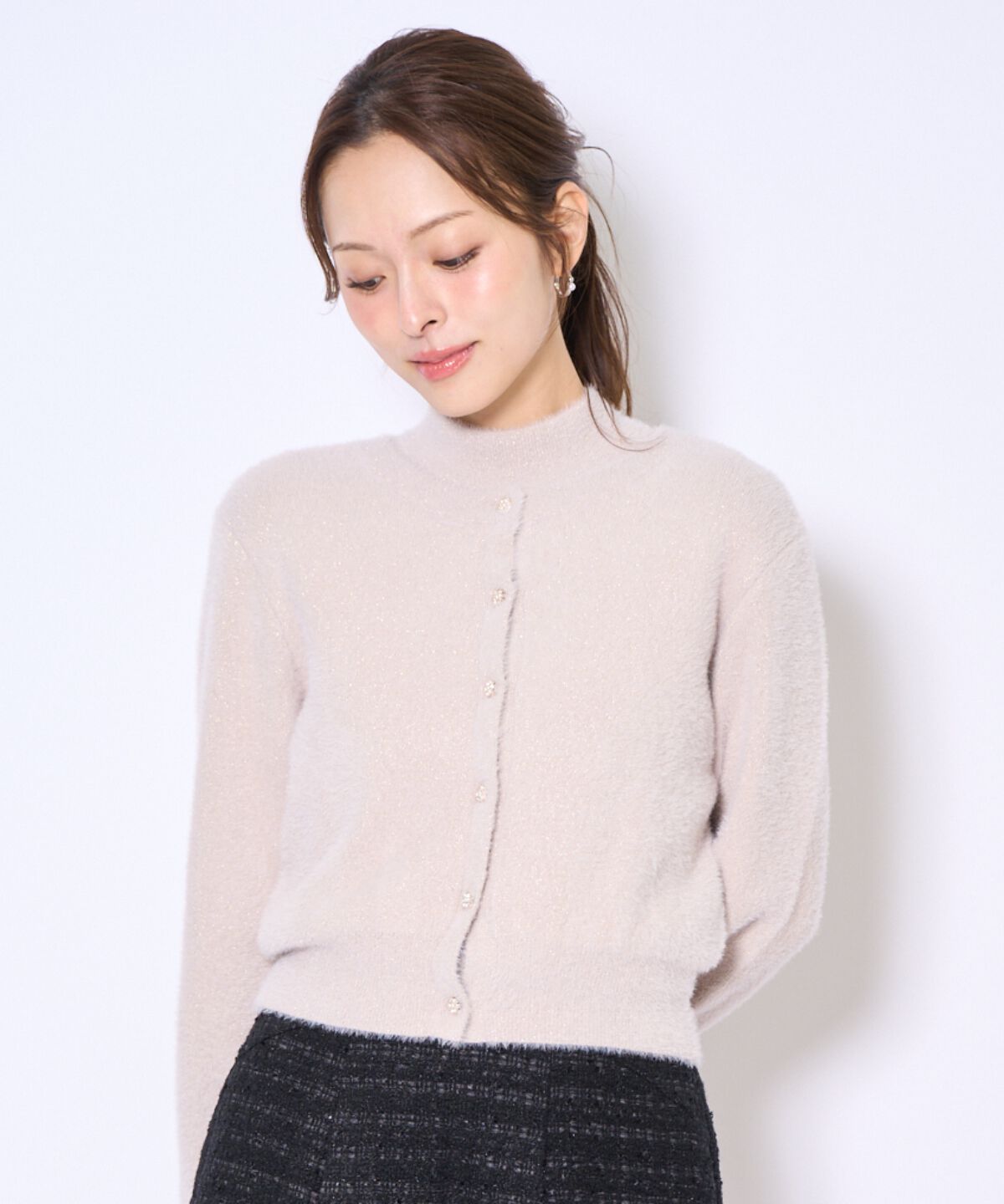 アンドクチュール「ラメフェザーニットアンサンブル」|カーディガン|