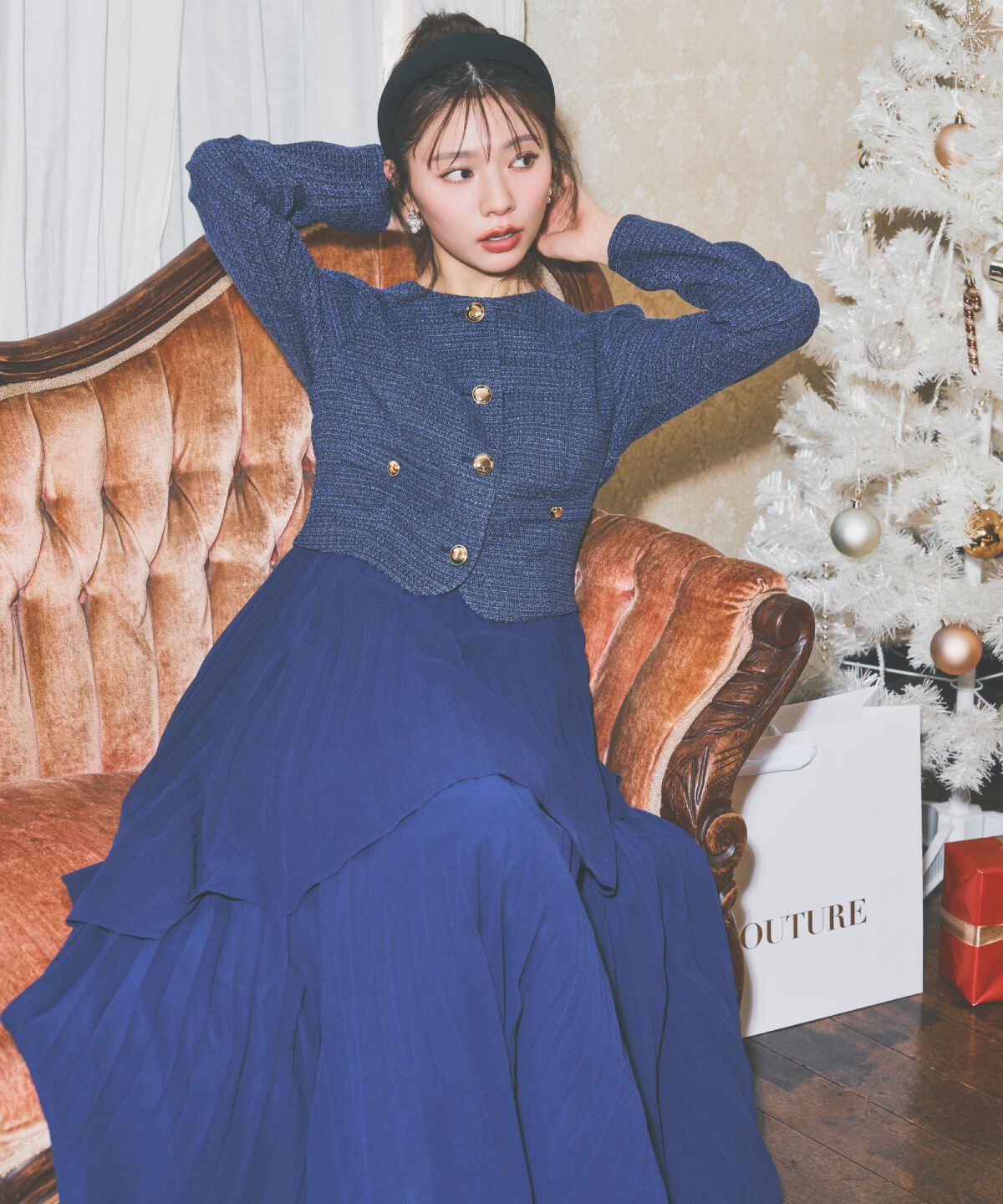 アンドクチュール「ツイードジャケットドッキングワンピース」|ワンピース|