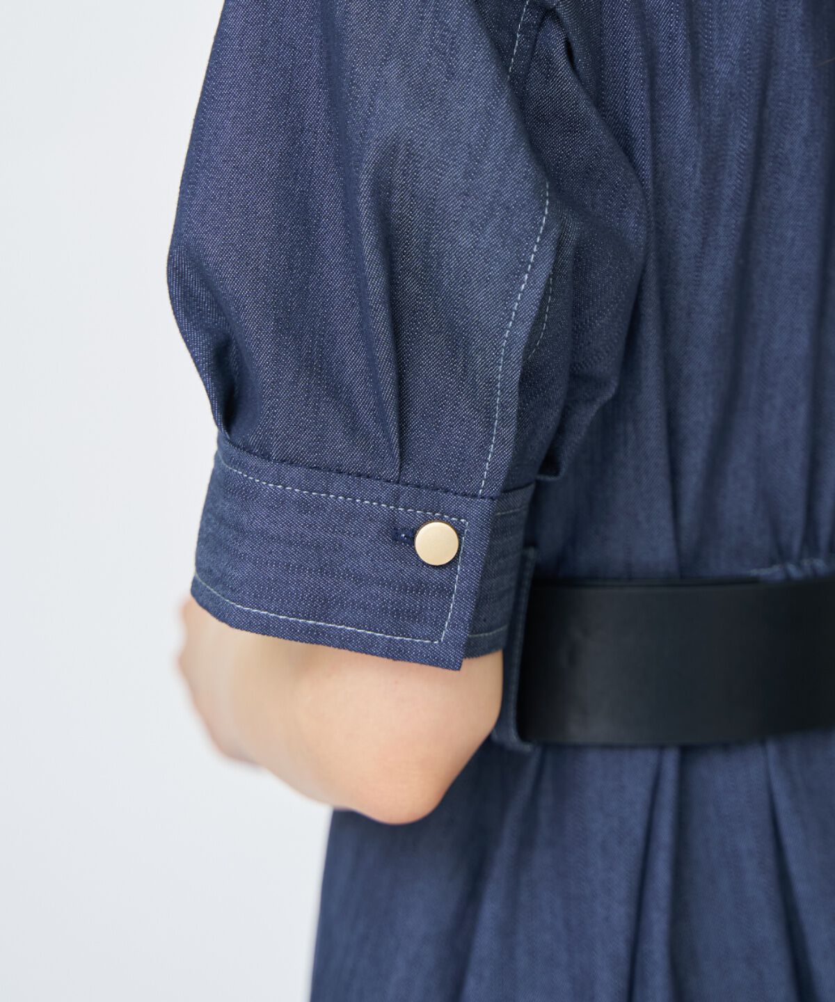 アンドクチュール「ベルト付き５分袖デニムワンピース」|ワンピース|