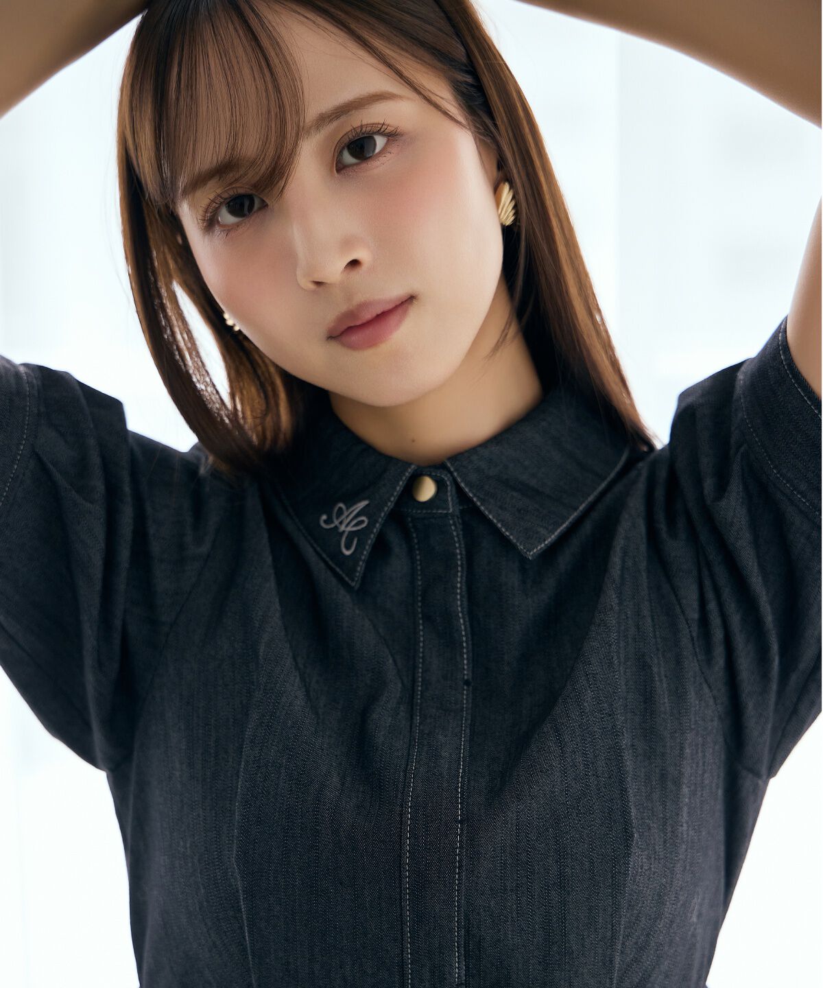 アンドクチュール「ベルト付き５分袖デニムワンピース」|ワンピース|