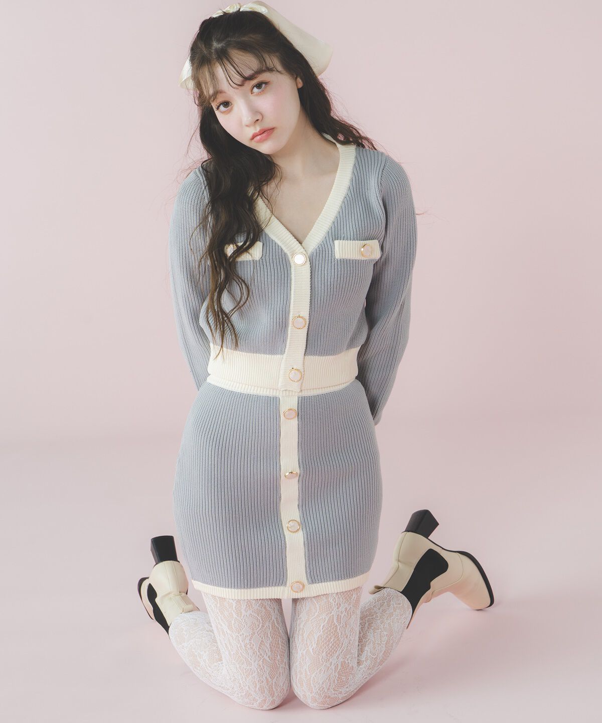 REDYAZEL「配色ニットミニスカート」|タイト|