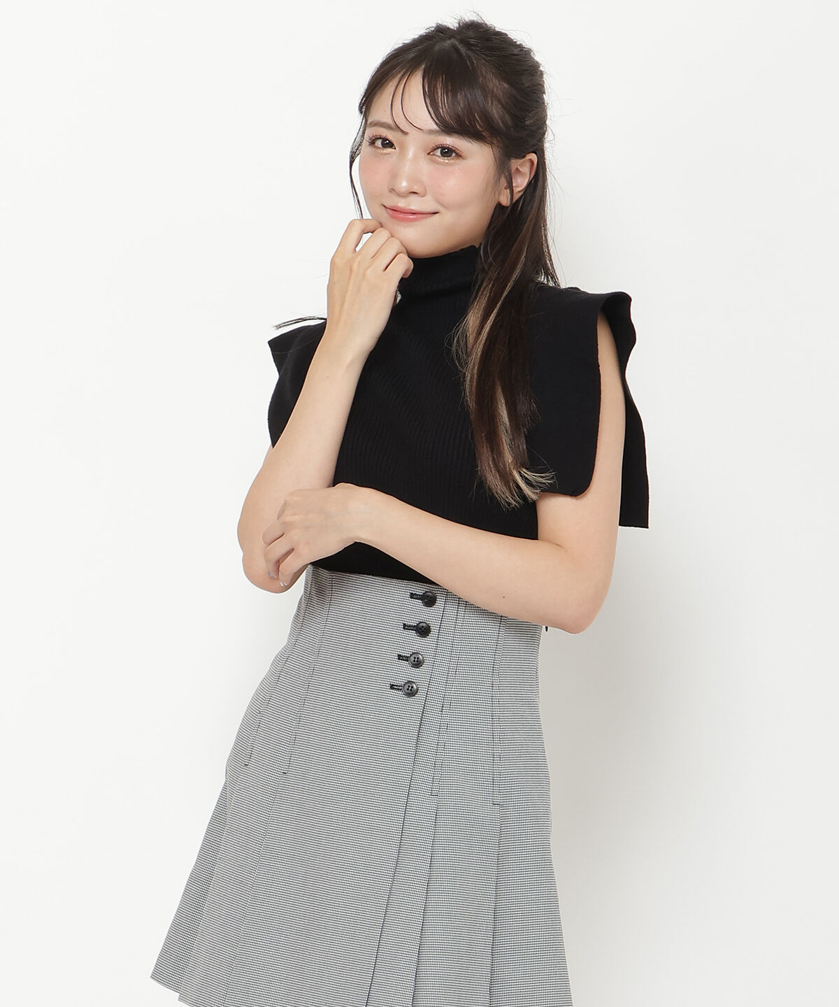 REDYAZEL「スクエアスリーブ ニットトップス」|ニット・セーター|ブラック