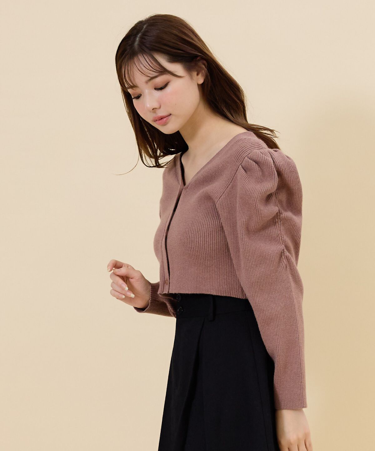 REDYAZEL「ボリュームショルダーリブカーディガン」|カーディガン|