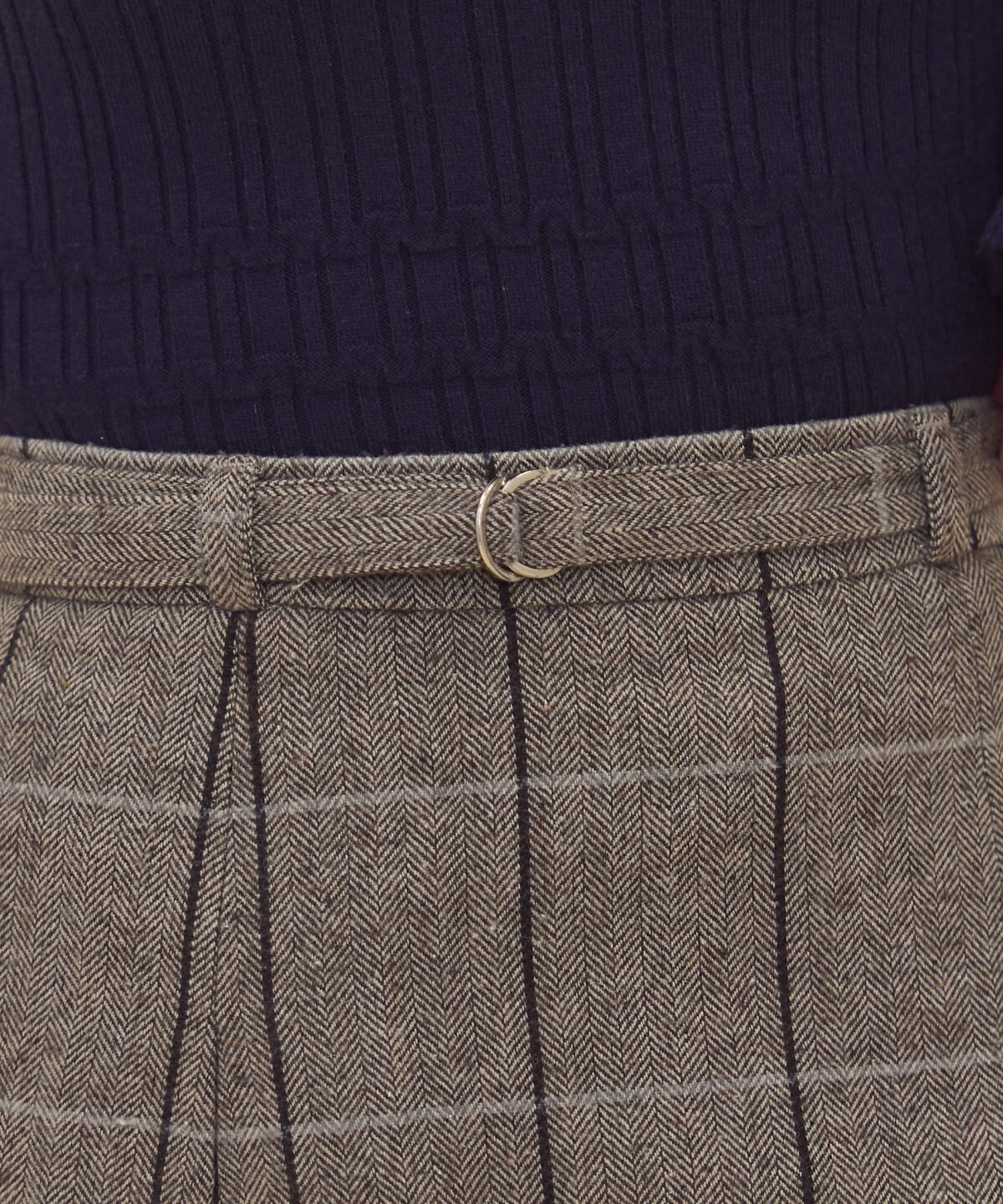 REDYAZEL「ヘリンボーンチェックタックミニスカート」|フレア|