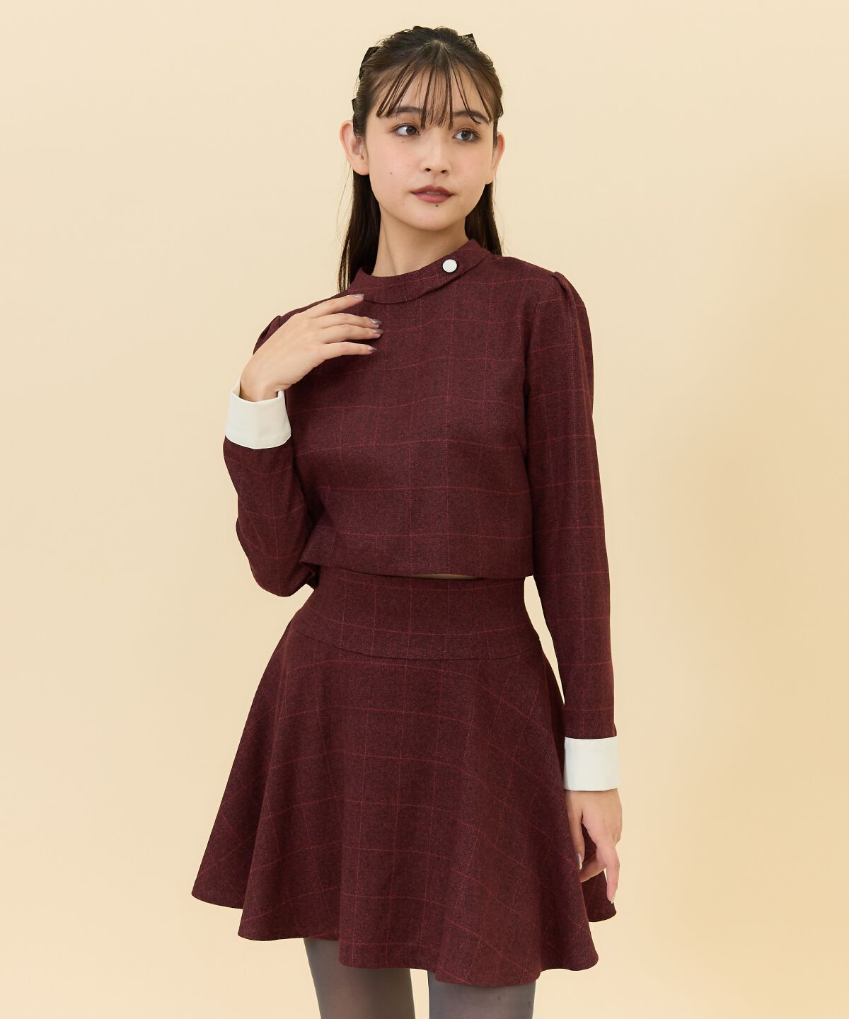 REDYAZEL「チェックフレアミニスカート」|フレア|レッド