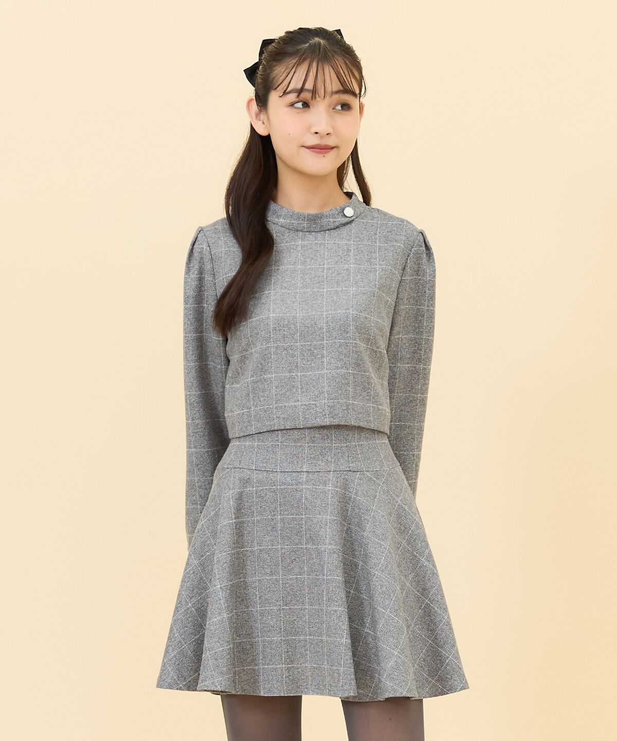 REDYAZEL「チェックフレアミニスカート」|フレア|グレー
