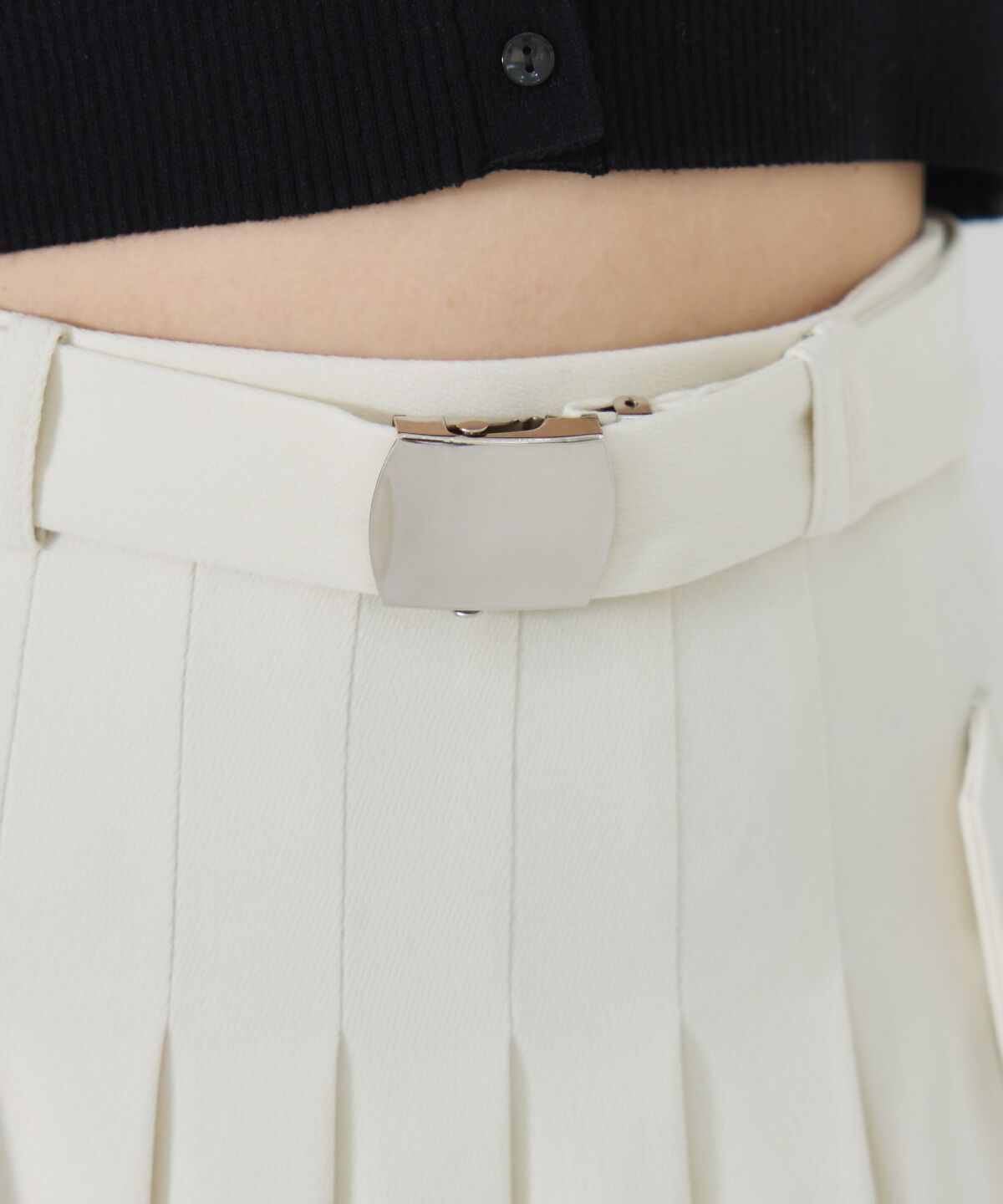 REDYAZEL「ベルテッドプリーツミニスカート」|フレア|