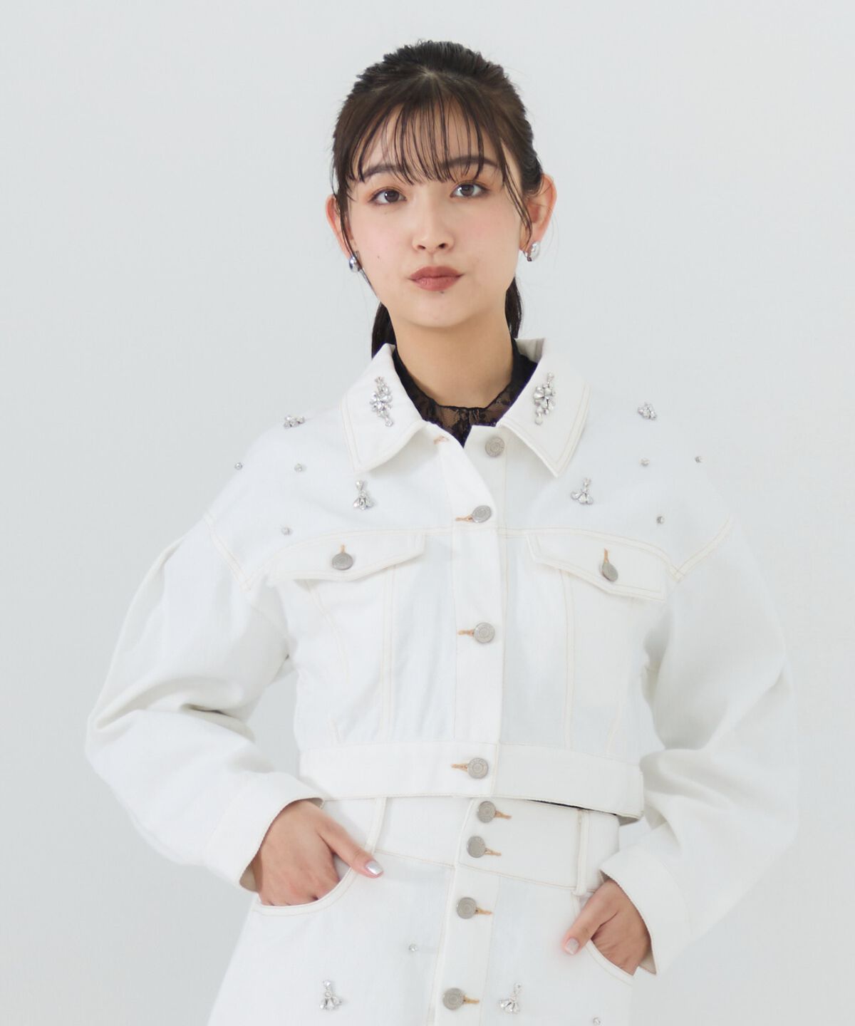 REDYAZEL「ビジューデニムジャケット」|デニムジャケット|