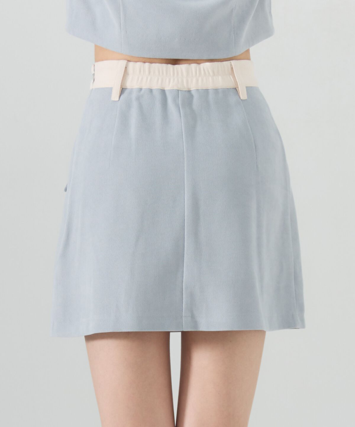 REDYAZEL「ダブルボタンバイカラーミニスカート」|フレア|