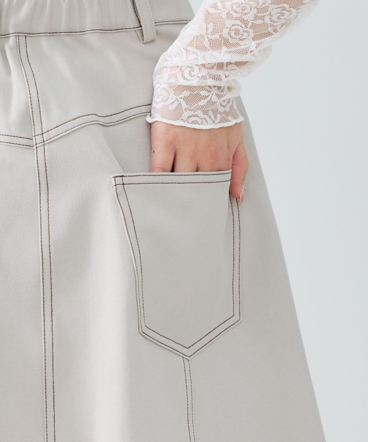 REDYAZEL「バイカラーステッチフレアミニスカート」|フレア|