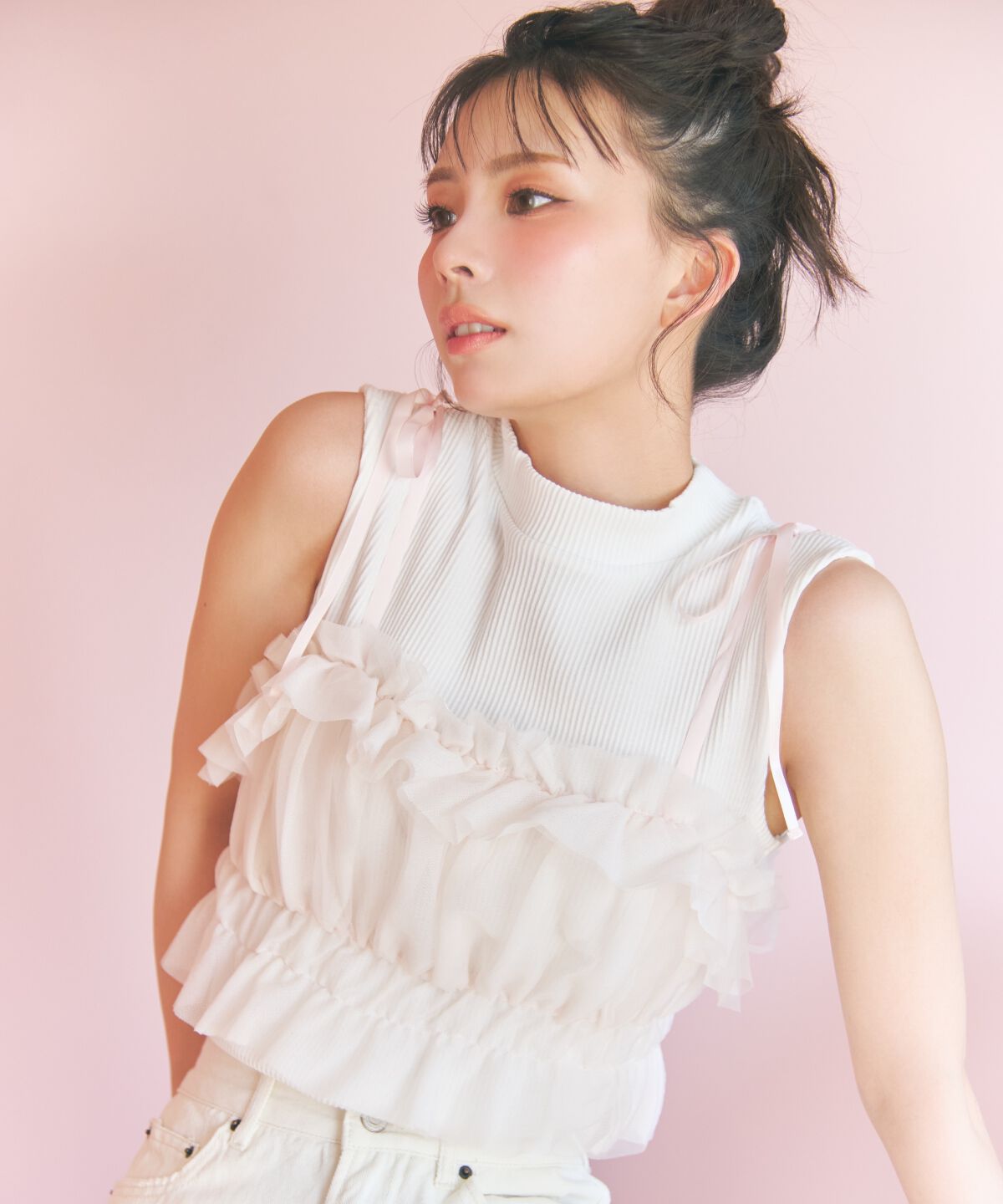 REDYAZEL「チュールビスチェｘノースリカットソー」|Tシャツ・カットソー|ピンク