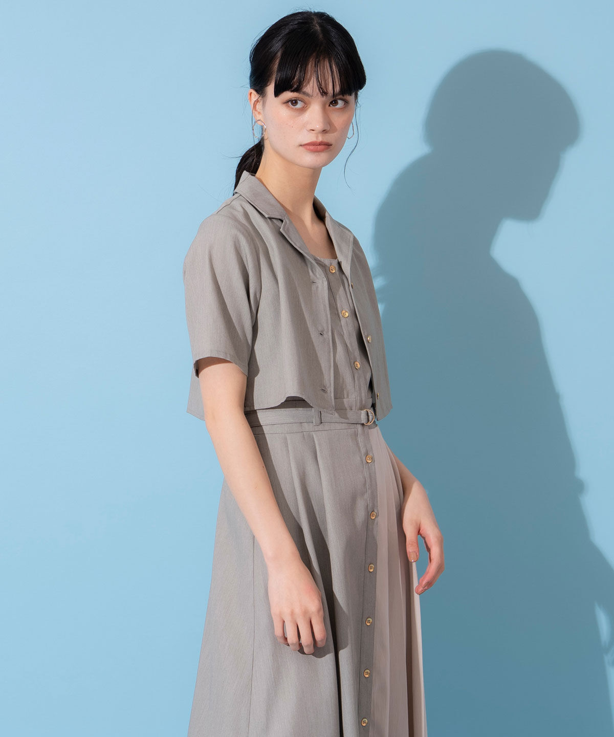 REDYAZEL「バイカラーアシメプリーツシャツワンピース」|ワンピース|