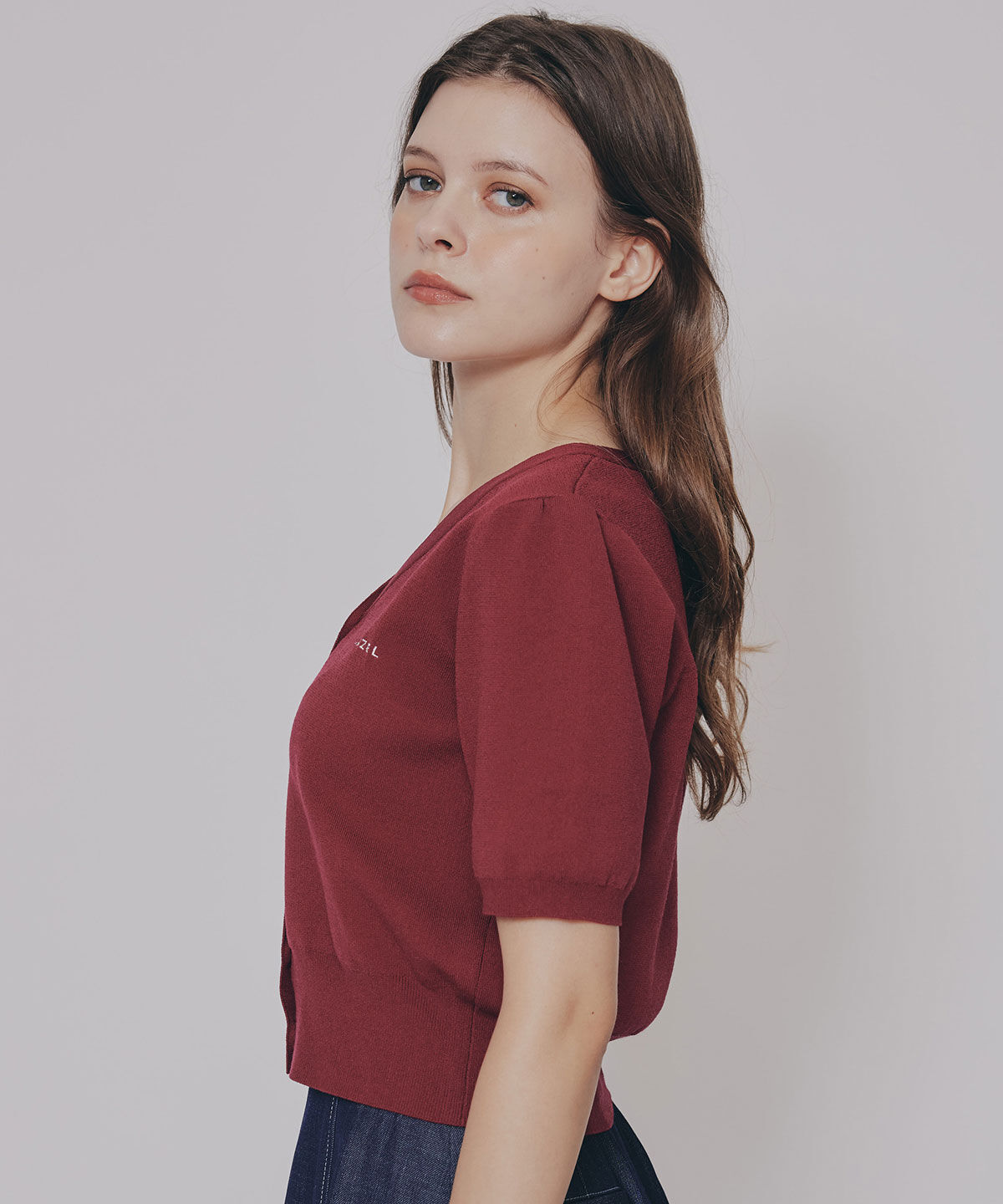 REDYAZEL「ロゴVネックショートスリーブカーディガン」|カーディガン|