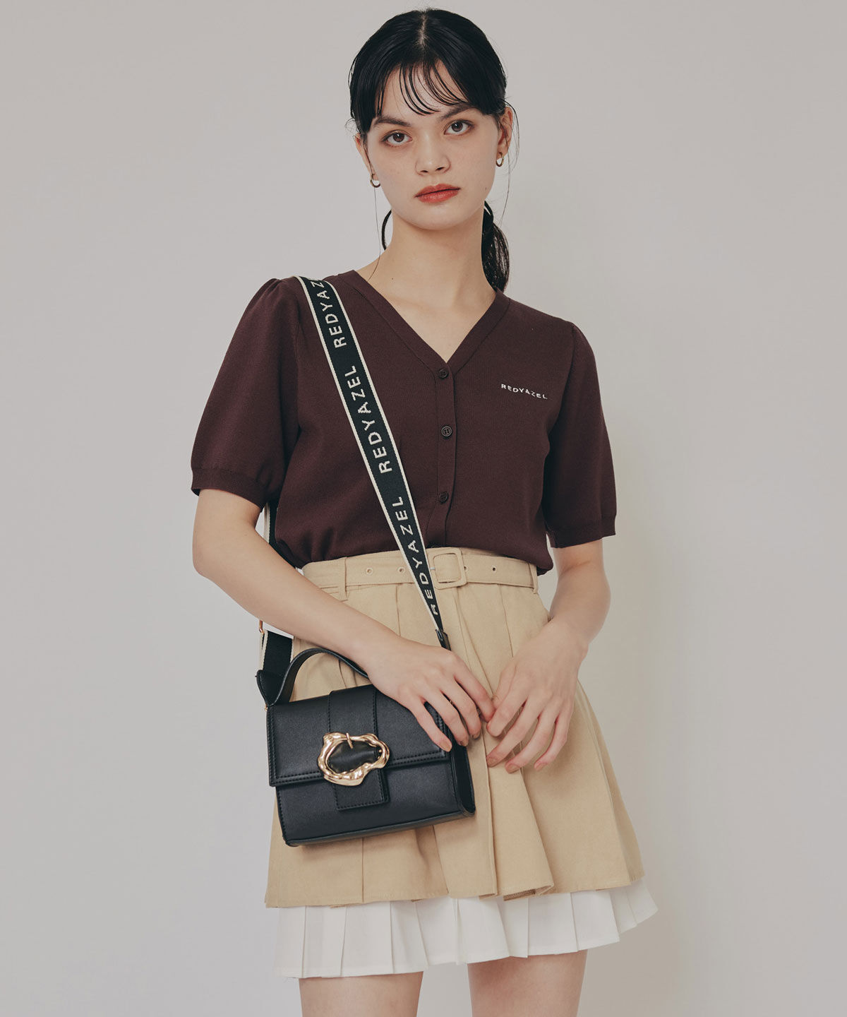 REDYAZEL「ロゴVネックショートスリーブカーディガン」|カーディガン|