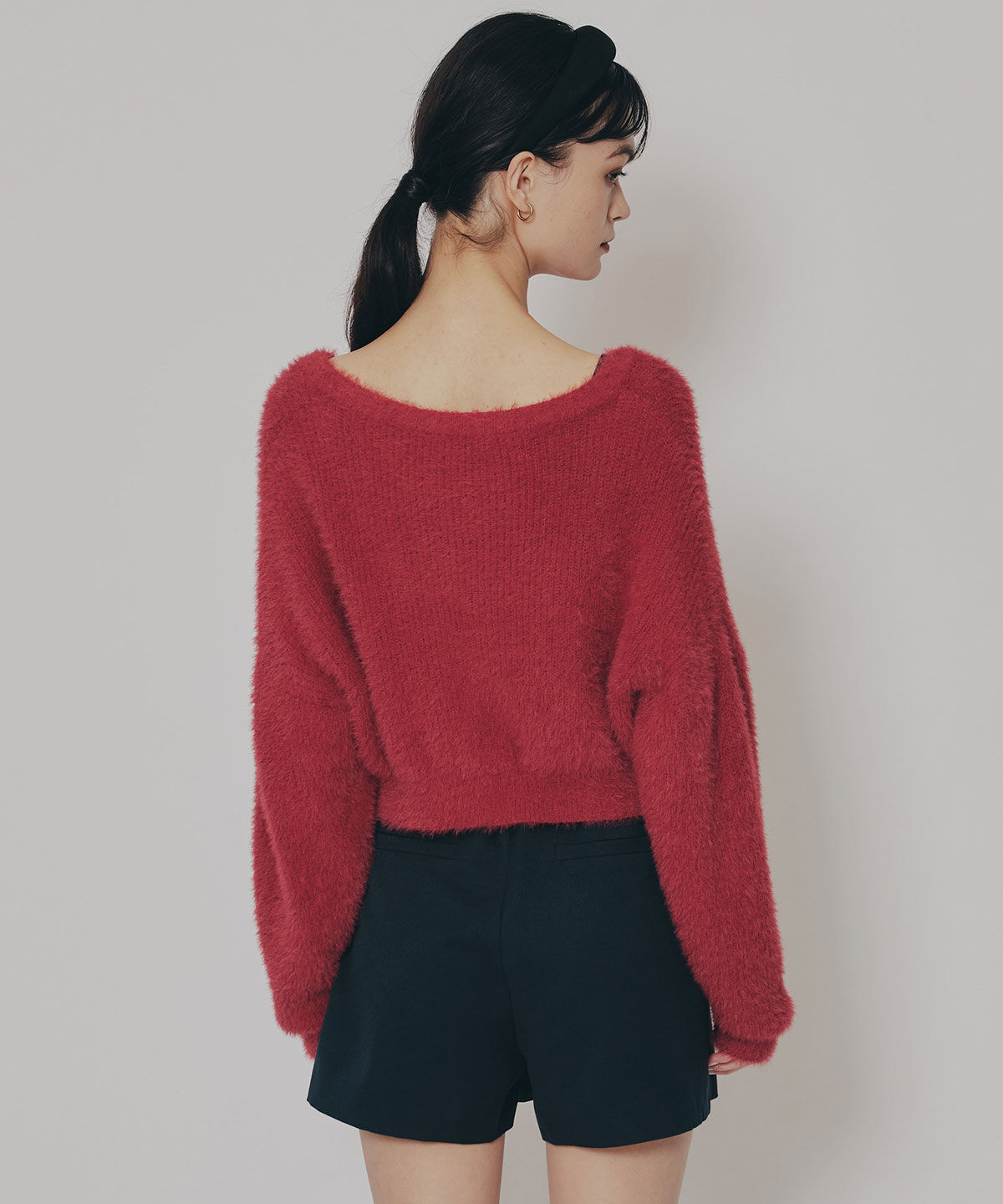 REDYAZEL「フェザーヤーンビジューボタンカーディガン」|カーディガン|