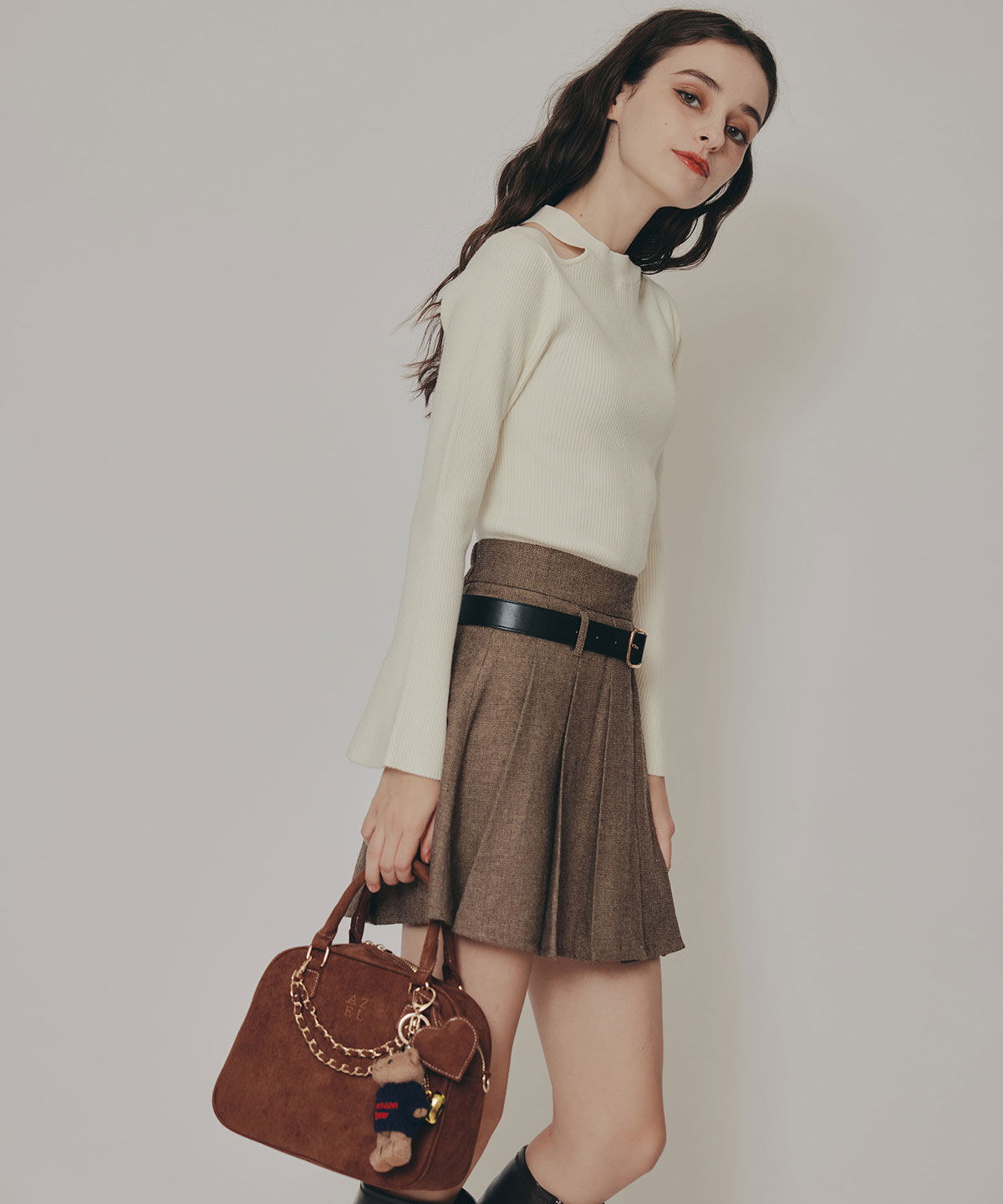 REDYAZEL「カットアウトリブニットトップス」|ニット・セーター|